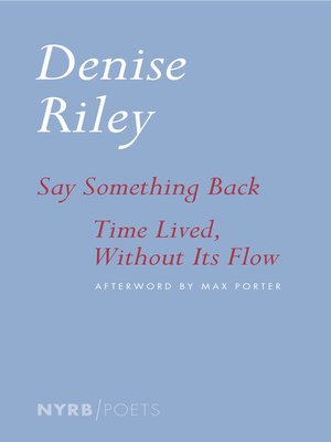cover image of Say Something Back & Time Lived, Without Its Flow